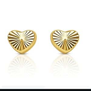 14k Gold Heart Radiant Stud Earrings - Women Jewelry